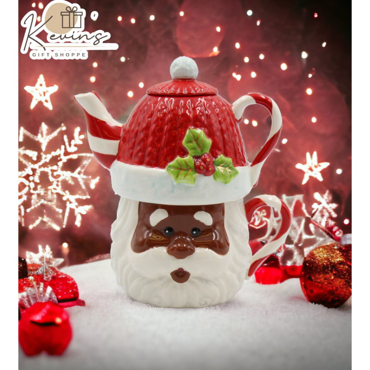 Ceramic African American Christmas Santa Claus Tea For One,Ceramic Teapot